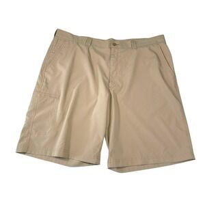 PGA Tour Pro Series Golf Shorts 40 Flat Front Tan 40x10 12" Rise 100% Polyester